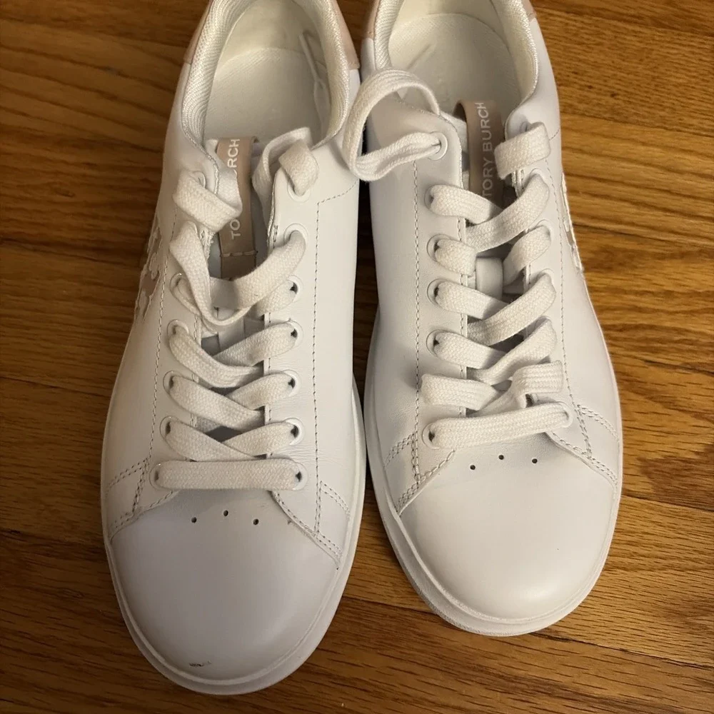 Tory Burch Women's Howell court sneakers with double T White 149728-650 Size 7.5